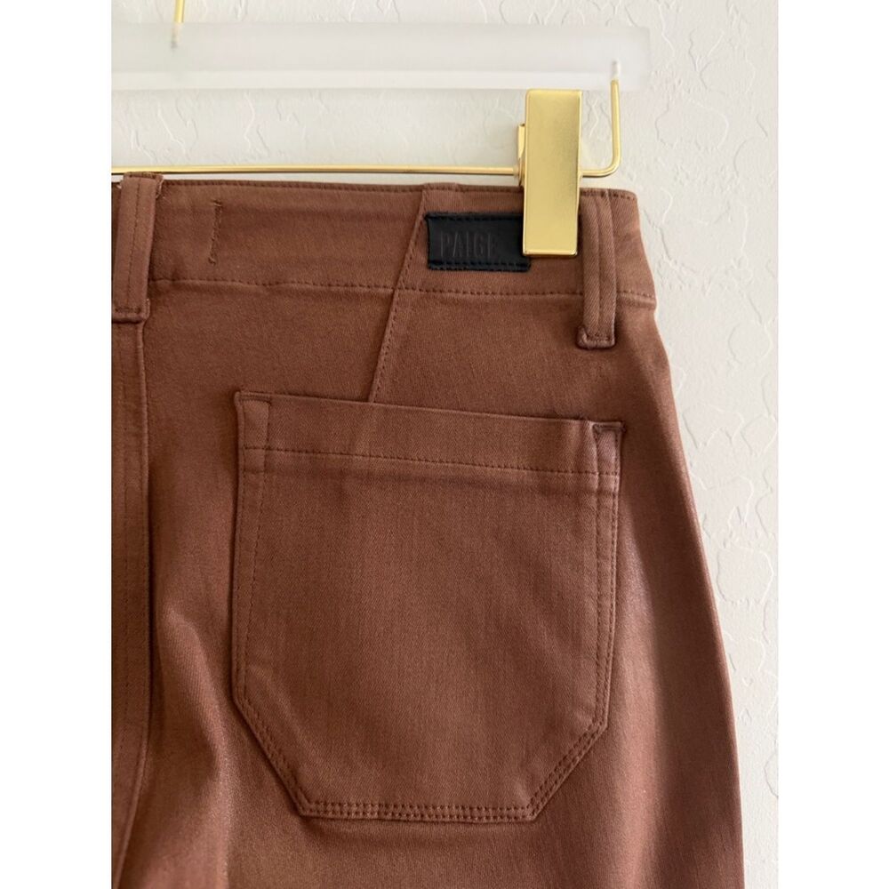 NEW Paige Revolve Mayslie Crop Jogger Style Pants in Coated Brown Size 26 - Picture 8 of 15